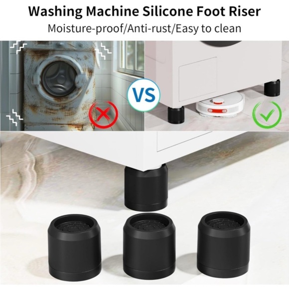 12 Bed Furniture Risers BLK 2.5”High Round W/Suction Non-Slip Noise Cancel NIB - Picture 8 of 13